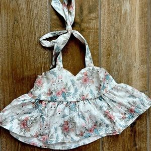 Sugarplum Lane Baby Bunny Tie Back Halter Top Sz 3T